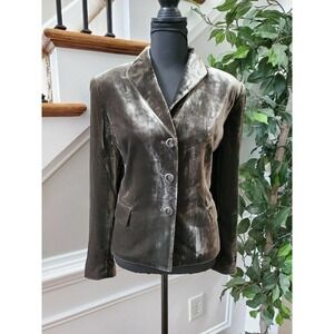 Kasper Petite Women's Green Rayon Long Sleeve Three Buttons Fitted Blazer